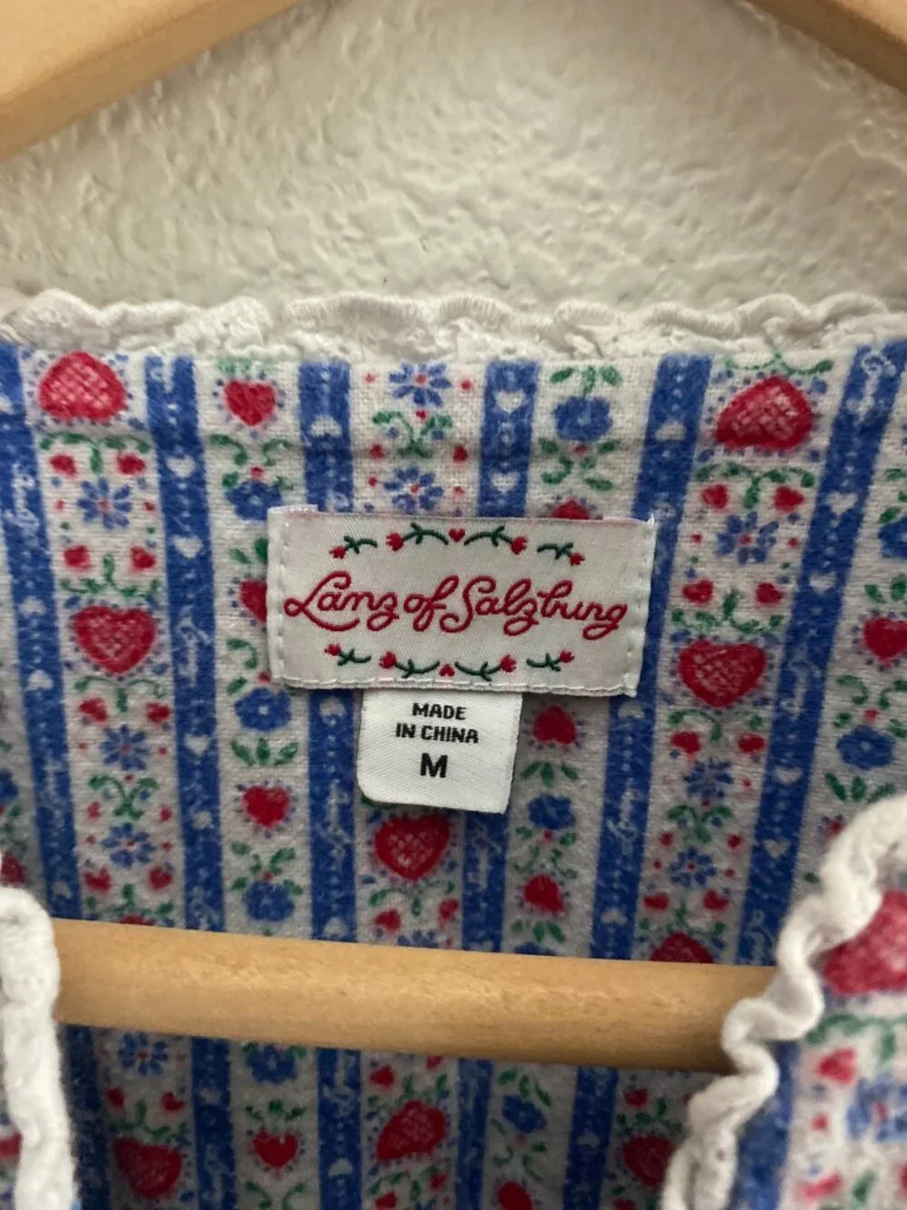 Lanz of Salzburg Nightgown Multi-Color Lace Ruffle Trim Size Medium Sleepwear